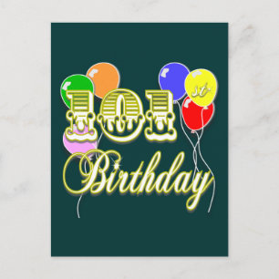 101st Birthday with Balloons Postcard