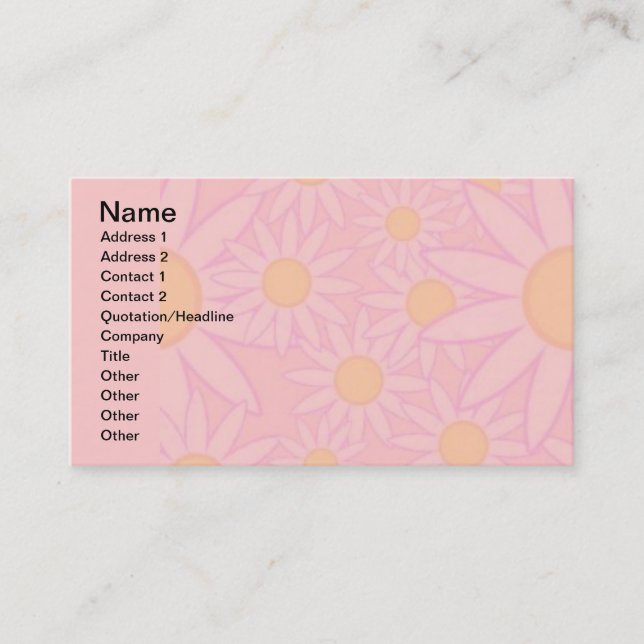 102705-daisies-light PINK YELLOW DAISY FLOWERS Business Card (Front)
