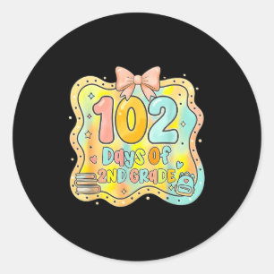 102 day of 2nd grade preppy 102 days of second classic round sticker