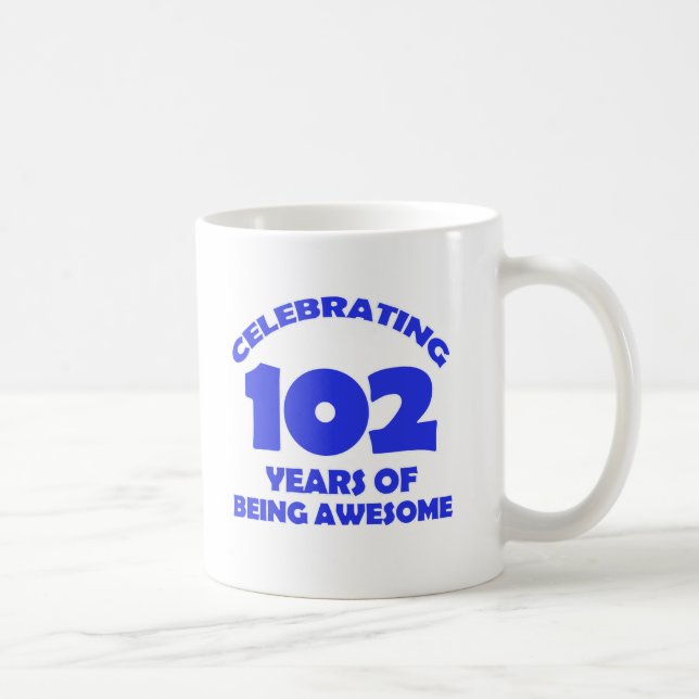 102 years old birthday designs coffee mug (Right)
