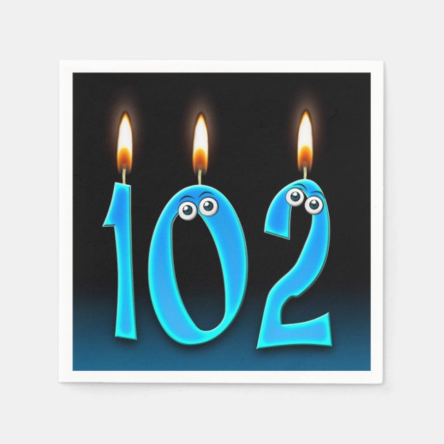 102nd birthday candle with eyeballs napkin (Front)