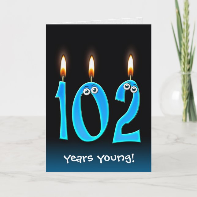 102nd birthday candles on black card (Front)
