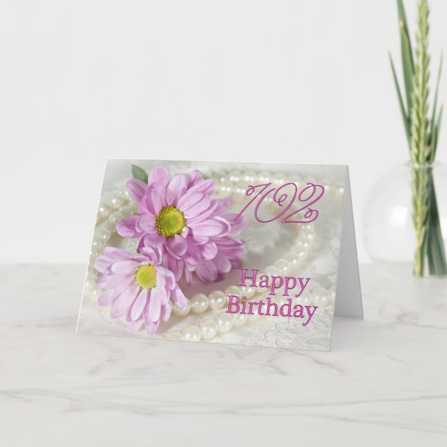 102nd Birthday card with daisies (Front)