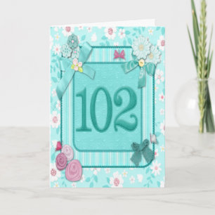102nd birthday card with flowers