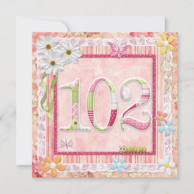 102nd birthday party scrapbooking style invitation (Front)
