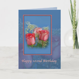 102nd Birthday, Religious, Red Roses Card