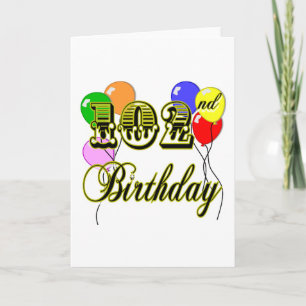 102nd Birthday with Balloons Card