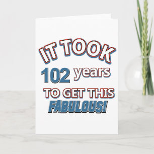 102nd year birthday designs card