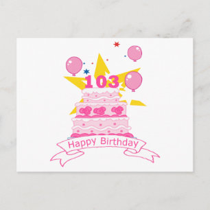 103 Year Old Birthday Cake Postcard