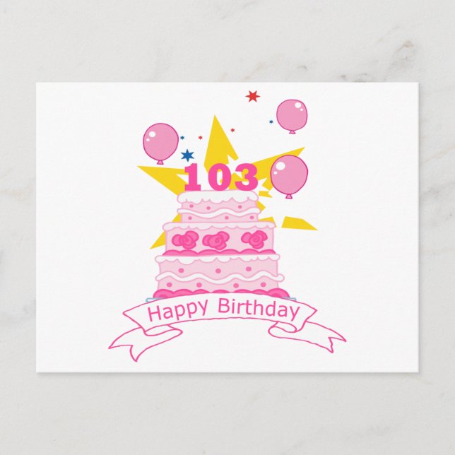 103 Year Old Birthday Cake Postcard (Front)