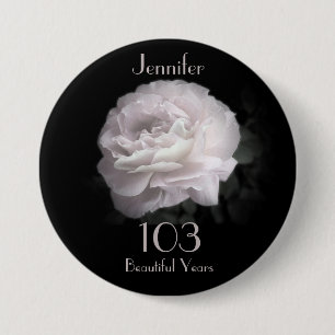 103 Years Old, Pale Pink Rose Button Pin