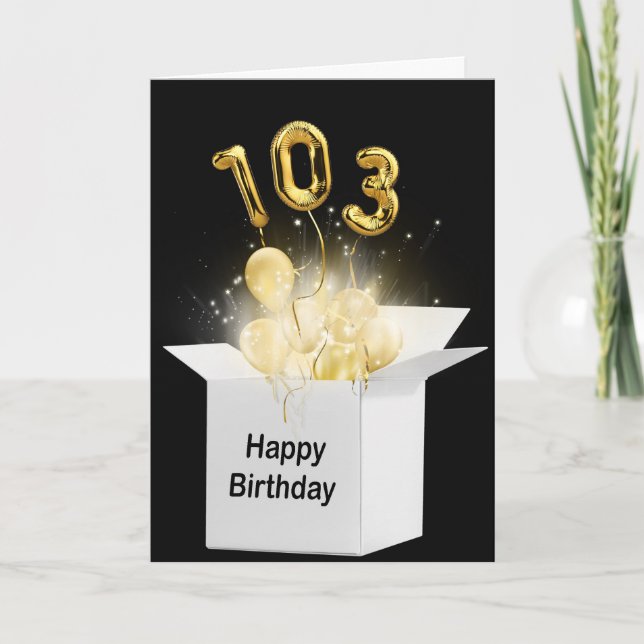 103rd Birthday Balloons In White Box    Card (Front)