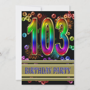 103rd Birthday party Invitation with bubbles