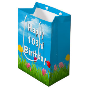 103rd Birthday Tulips Medium Gift Bag