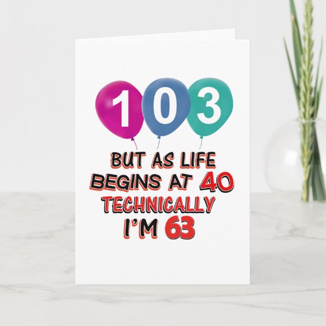 103rd year birthday designs card (Front)