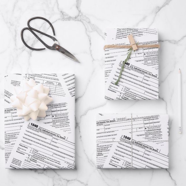 1040 Income Tax Forms Wrapping Paper Sheet (Front)