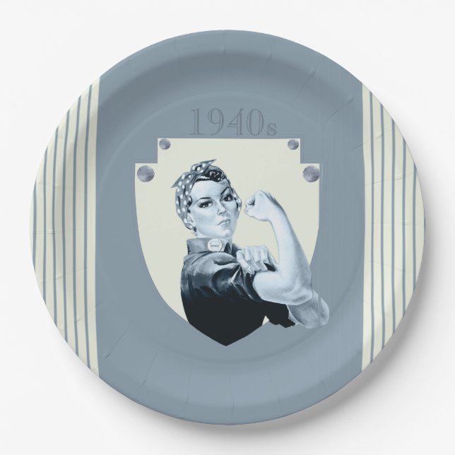 1040s vintage retro war time woman paper plate (Front)