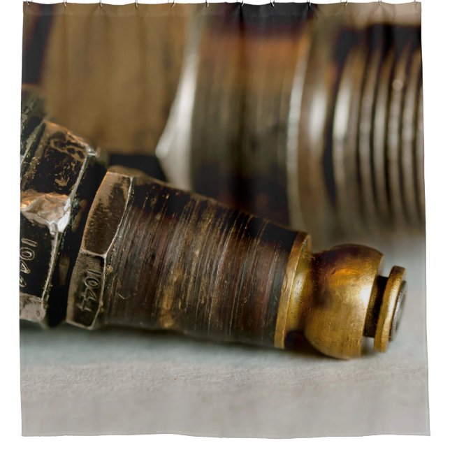 1044 Spark Plug Shower Curtain (Front)