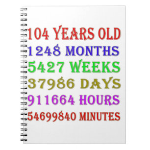 104th  Birthday Milestones Notebook