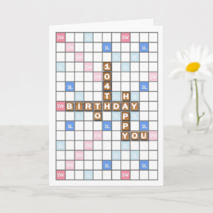 104th Birthday, Word Game Board Card