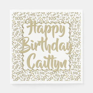 105 Birthday Random Number Pattern Scallops Gold Napkin