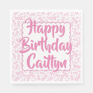 105 Birthday Random Number Pattern Scallops Pink Napkin