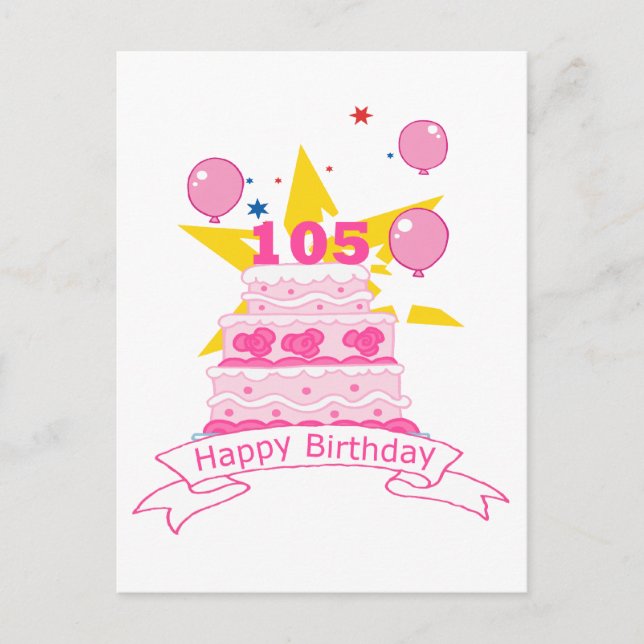 105 Year old Birthday Cake Postcard (Front)