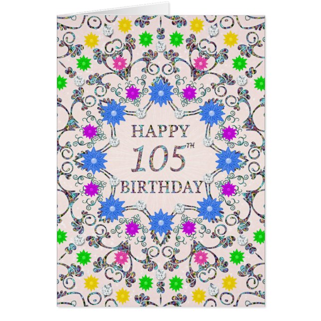 105th Birthday Abstract Flowers  (Front)