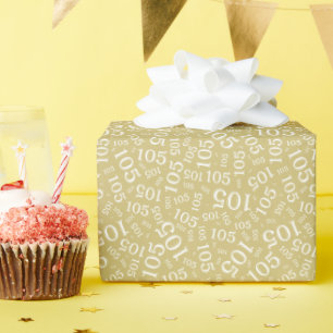 105th Birthday Gold/White Random Number Pattern Wrapping Paper