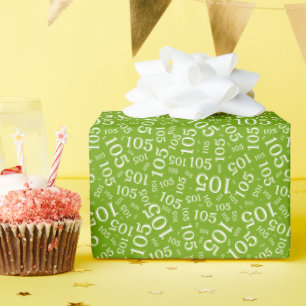 105th Birthday Green/White Random Number Pattern Wrapping Paper