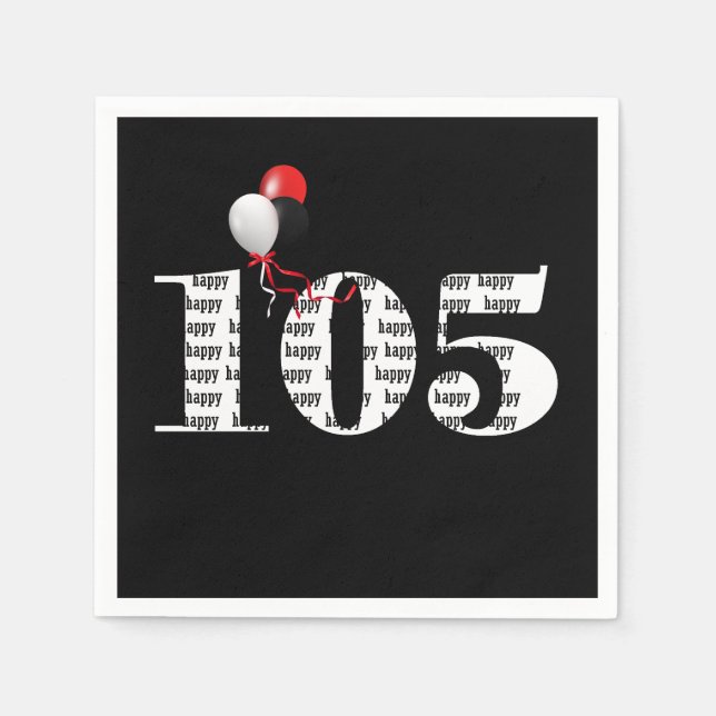 105th Birthday party balloons Napkin (Front)