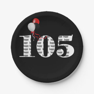 105th birthday party balloons paper plate