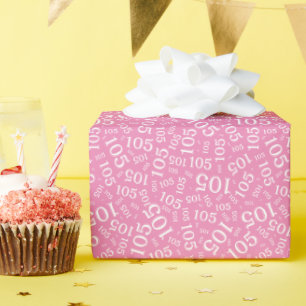 105th Birthday Pink/White Random Number Pattern Wrapping Paper