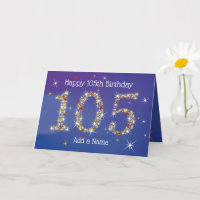 105th Birthday - Star Numbers - Blue - Age 105