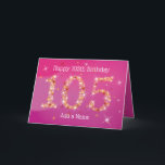 105th Birthday - Star Numbers - Pink - Age 105 Card<br><div class="desc">105th Birthday Card in Pink/Purple with Stars. 105 in Stars - Age Number - One Hundred and Five Birthday Card - Pink/Purple Background - Customizable Text. Pink/Purple card with stars number design - the number "105" created with yellow, red and white stars. You can edit or delete the text as...</div>