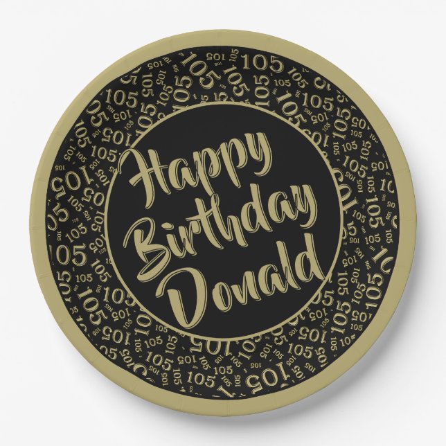 105th Party Random Number Pattern Black/White Paper Plate (Front)