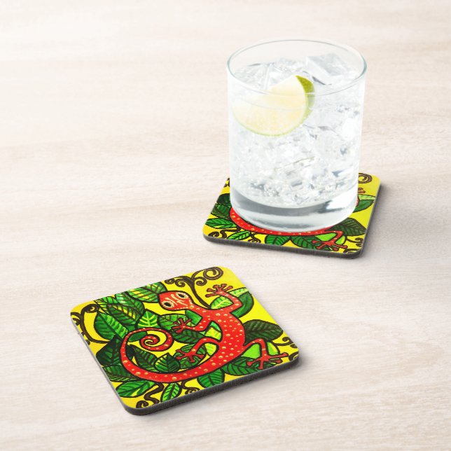 106 - Red Gecko Coasters (Right Side)