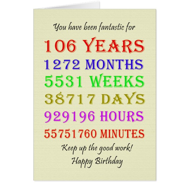 106th Birthday Milestones (Front)