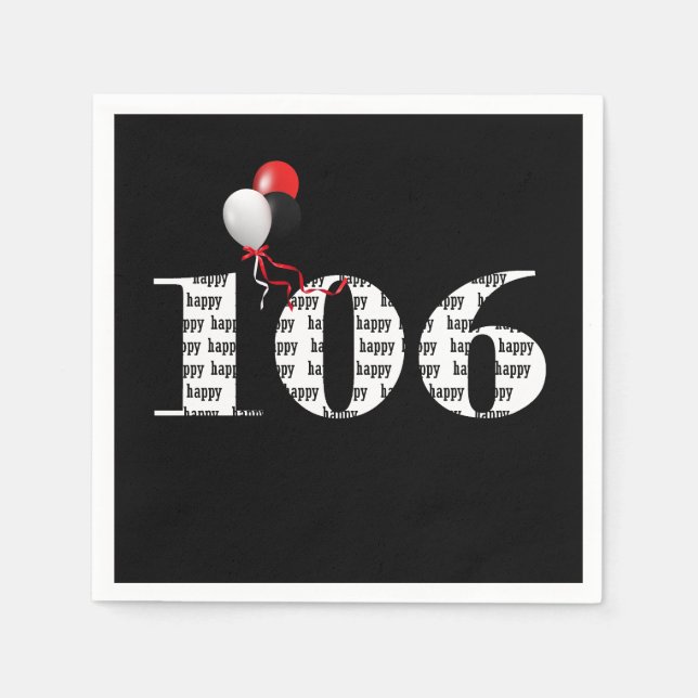 106th Birthday party balloons Napkin (Front)