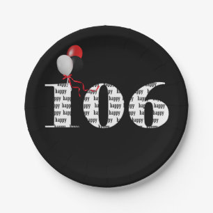 106th birthday party balloons paper plate