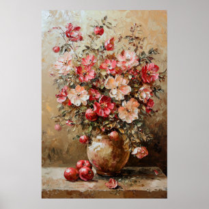 1075 Autumn Flowers And Apples Poster