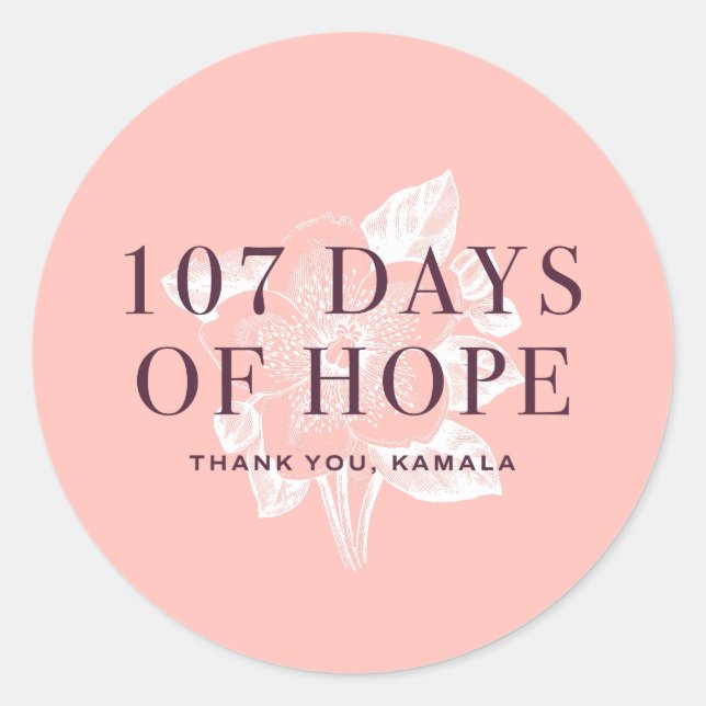 107 Days Kamala Harris Classic Round Sticker (Front)