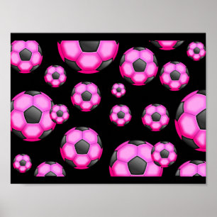 107 PINK SOCCER BALL SPORTS TEAM PATTERN WALLPAPER POSTER