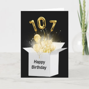 107th Birthday Balloons In White Box    Card
