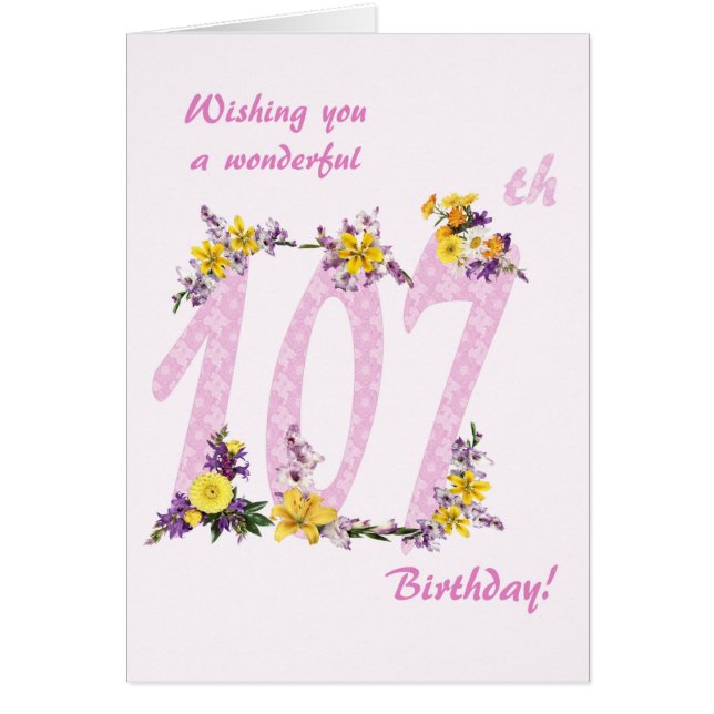 107th Birthday Flower Decorated Numbers (Front)