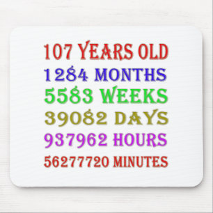 107th Birthday Milestones Mouse Mat