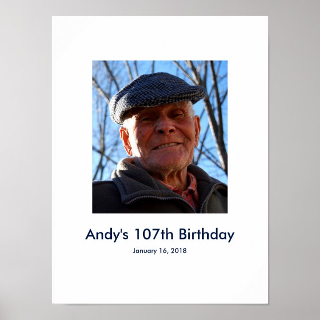 107th Birthday photo custom Sign In Party Board (Front)