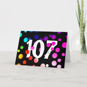 107th Birthday Rainbow Dots on Black Card