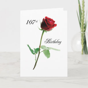 107th Birthday Red Rose Card