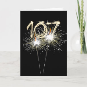 107th Birthday Sparklers on Black    Card